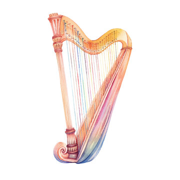 cute harp vector illustration in watercolour style