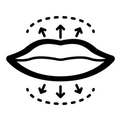 Lip augmentation or plump up concept, Lovelier Lips using Dermal Filler vector icon design, Cosmetology or Cosmetologist Symbol, esthetician or beautician Sign, Beauty treatment stock illustration