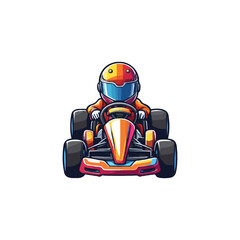 Karting Vector logo design template. Go Kart racing illustration in colorful design, good for event logo, t shirt design and racing team logo