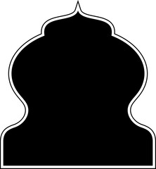 Islamic Dome Design Glyph with outline Black filled silhouettes Design pictogram symbol visual illustration