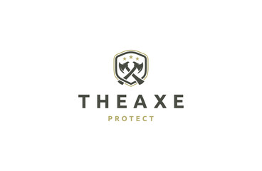 Axe protect logo icon design template flat vector