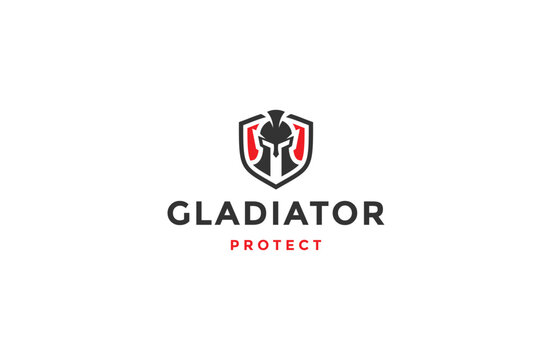 Flat vector warrior protector logo icon design template