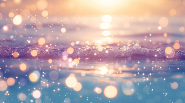 Water surface, magical glitter, soft colors, dream-like