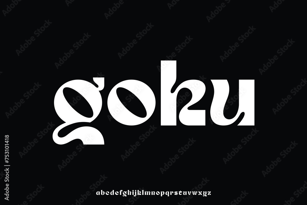 Poster trendy decorative alphabet display font vector. creative unique fluid style typeface