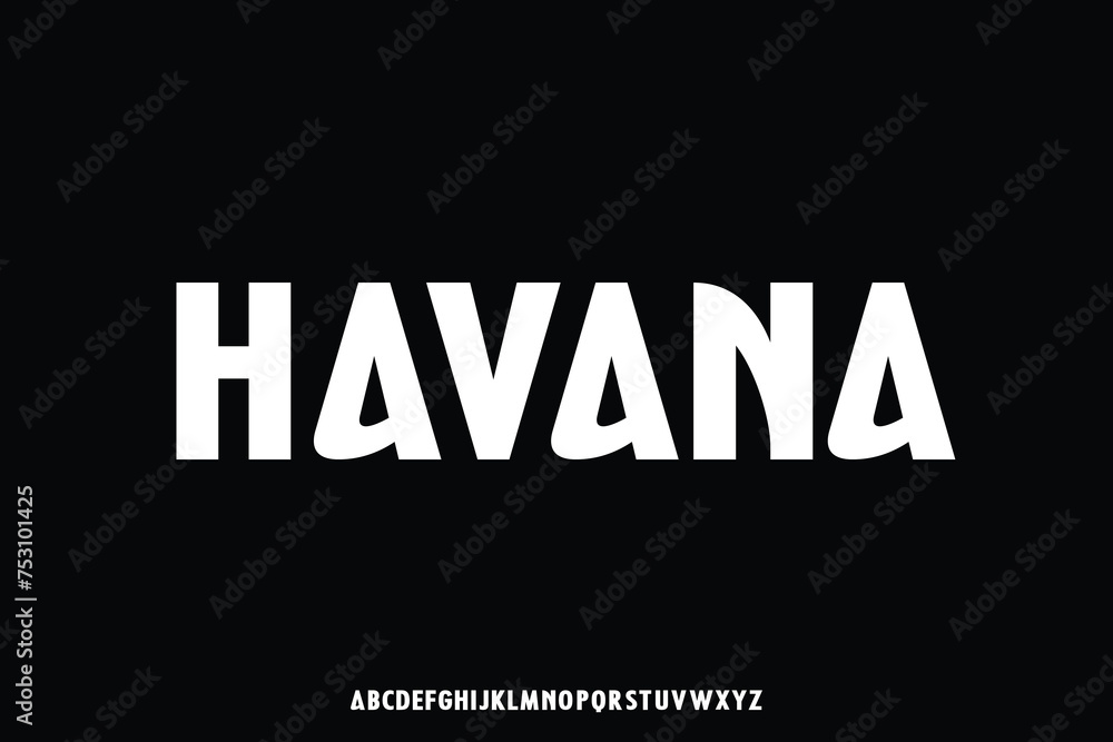 Poster bold decorative sans serif alphabet display font vector. modern retro style typeface