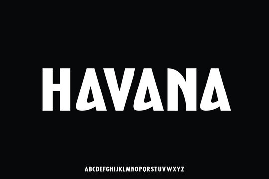 Bold decorative sans serif alphabet display font vector. Modern retro style typeface