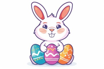 Colorful Easter Egg Basket Easter games. Happy easter Flower bunny. 3d Red Currant hare rabbit illustration. Cute organic gardening festive card easter cake topper copy space wallpaper backdrop