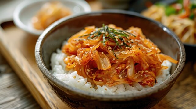 Kimchi and rice. Generative AI