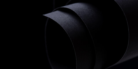 Close-up view of black empty paper sheet abstract