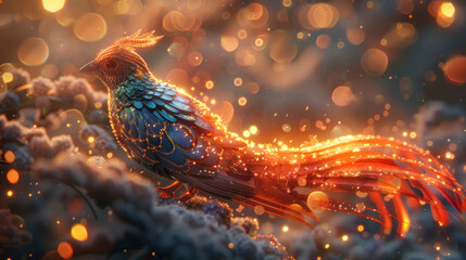 Magical fairy-tale phoenix bird - obrazy, fototapety, plakaty