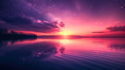 Fototapeta na wymiar European Twilight Serenity: Majestic Lake Reflections