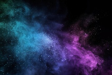 Fototapeta premium Vibrant grainy gradient abstract background blue green purple glowing color shape on black background colorful poster