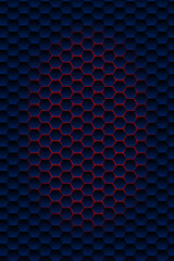 Technological hexagonal background with neon light 