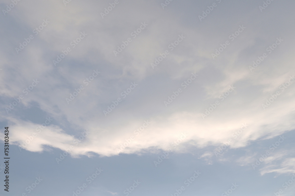 Wall mural Blue sky with white cloud. The summer heaven is colorful clearing day Good weather and beautiful nature in the morning.