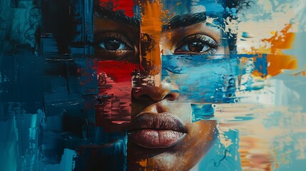 Explore the connection between humanity and art by blending diverse hues and textures in your composition