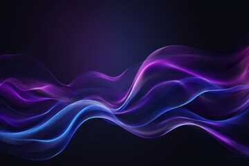 Abstract grainy blue purple color gradient wave black background glowing light dark backdrop