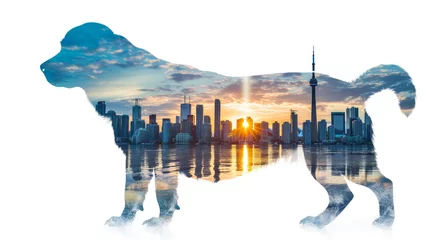 Foto op Plexiglas Urban Paws: Canine Silhouette Against Toronto's Twilight © Andrii 