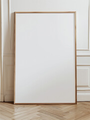 Large Blank Frame Leaning Against White Wall