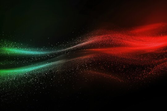 Black red green grainy gradient background glowing color wave on dark backdrop, noise texture banner header design