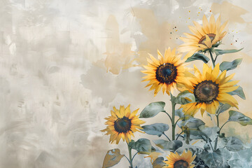 sunflowers on a grunge background