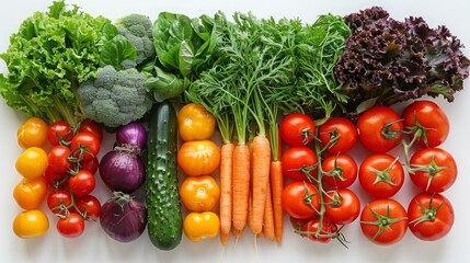 vegetables on white background top view
