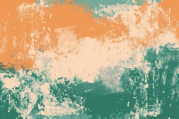 Obraz premium Teal green orange beige grainy gradient background noise texture grunge retro poster banner header backdrop design