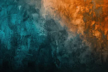 Fotobehang Teal orange black color gradient background, grainy texture effect, poster banner landing page backdrop design © Ольга Лукьяненко
