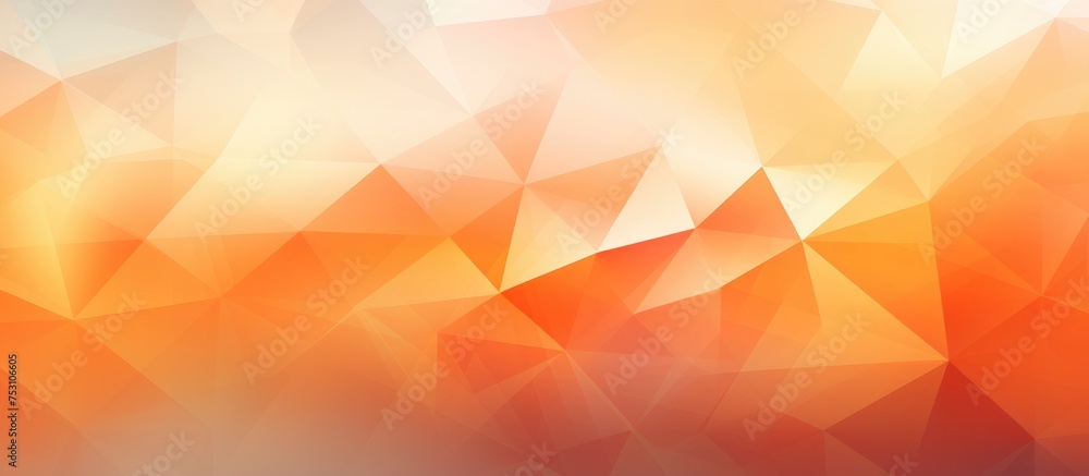 Poster blurred triangle background in light orange with geometric origami style and gradient