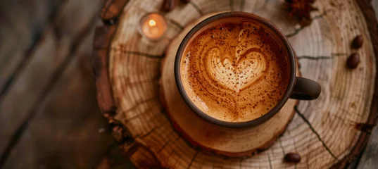 Fotobehang Cozy Coffee Moments, Heart-Shaped Latte Art © M.Gierczyk