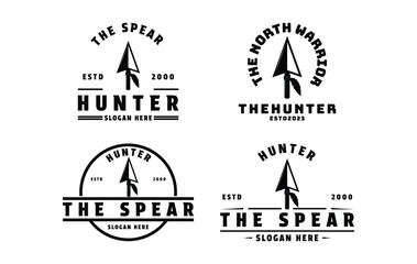 Set of the spear hunter arrow logo design vintage retro style - obrazy, fototapety, plakaty