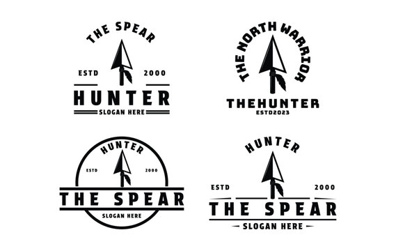 Set of the spear hunter arrow logo design vintage retro style