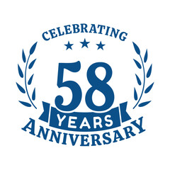 58th anniversary celebration design template. 58 years vector and illustration