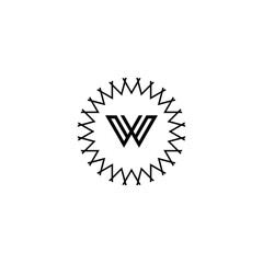Letter w minimalist logo design with circle shape