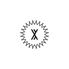 Letter x minimalist logo design with circle shape