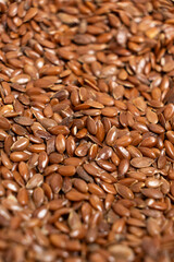Macro set of flax seeds close-up vertical