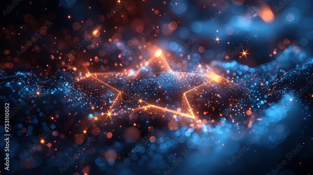 Leinwandbilder designed in an abstract style with blue stars. low poly style design with abstract geometric backgro