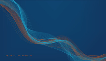 Abstract blue background with multicolored orange wavy lines	