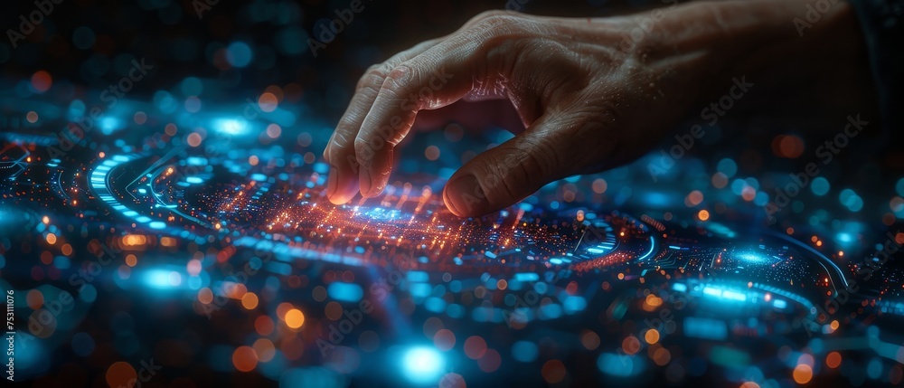 Fototapete Data science and algorithm development are part of the next generation of technology on cyberspace, Internet networks, and software development, as well as algorithm development and metaverse