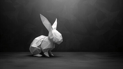 Conejo blanco hecho con papel con la técnica del origami