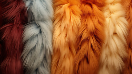 Colored fur texture background. Fur of different colors. - obrazy, fototapety, plakaty