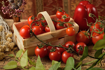 Cherry tomatoes basket Bell pepper