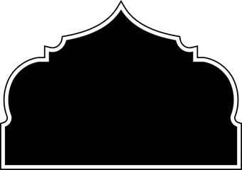Islamic Dome Design Glyph with outline Black filled silhouettes Design pictogram symbol visual illustration