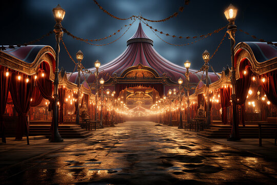 Funny and scary circus actors providing excellent performance carnival evening weekend fair Generative AI picture