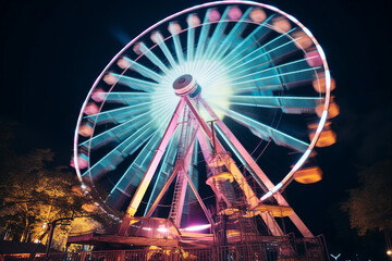 Created with generative AI picture of beautiful ferris wheel in amusement park holidays and entertainment
