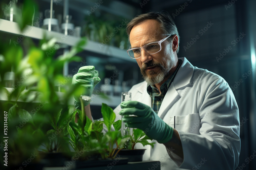 Poster generated with ai image of scientist working and conducting research