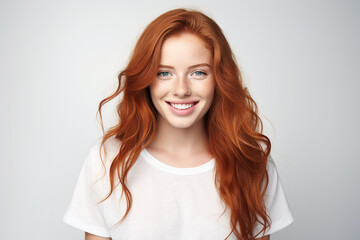 Fototapeta premium Generative IA technology illustration amazing woman happily smiling casual clothes