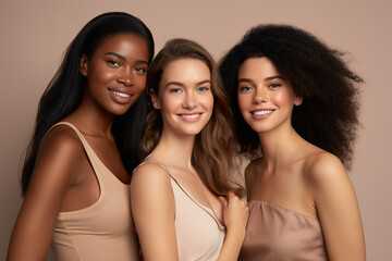 AI generated portrait of a beautiful woman with natural makeup