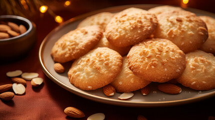 Delightful crunch of almond cookies - obrazy, fototapety, plakaty