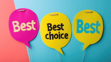 speech bubble with "Best choice" text on it with solid colored background