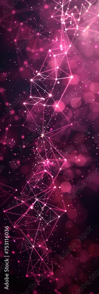 Aufkleber network grid and particles on digital technology background generative ai